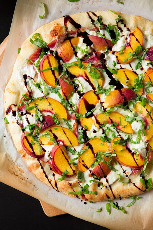 Oven Roasted Peaches with Goat Cheese & Basil